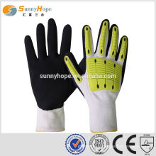 SUNNY HOPE 13gauge white liner Nitrile sandy impact gloves with TPR,sport hand gloves